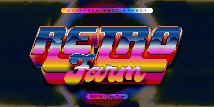Vector efecto de texto editable retro granja y2k