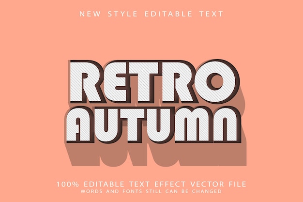 Efecto de texto editable retro otoño en relieve estilo vintage