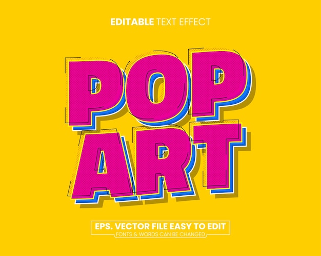 Efecto de texto editable retro pop art