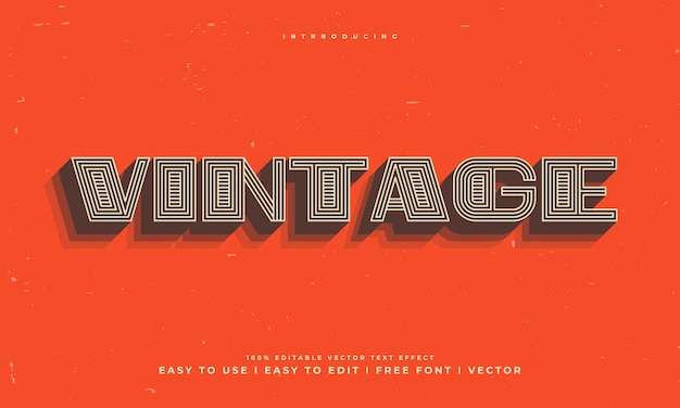 efecto de texto editable retro vintage alfabeto fuente tipografía