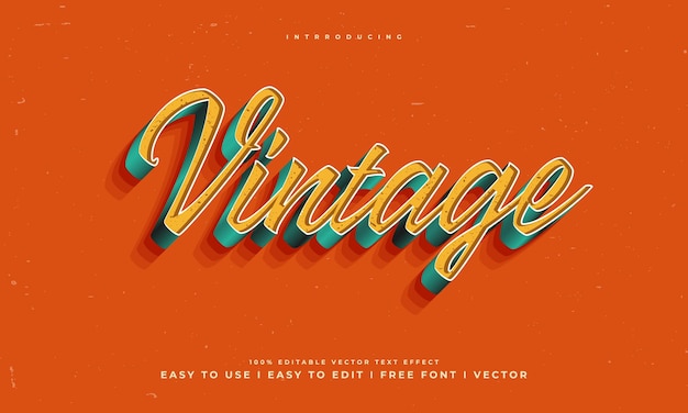 efecto de texto editable retro vintage alfabeto fuente tipografía