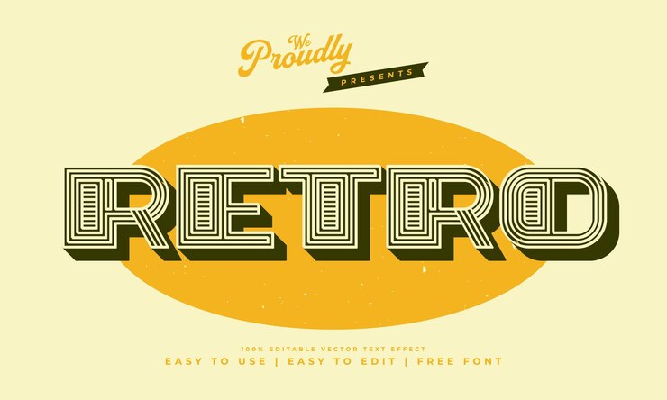 Vector efecto de texto editable retro vintage alfabeto fuente tipografía
