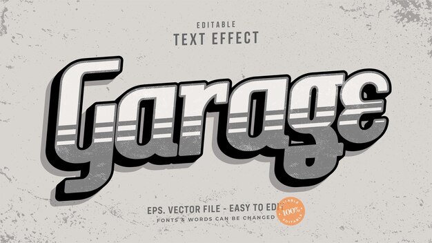 Efecto de texto editable retro vintage de garaje