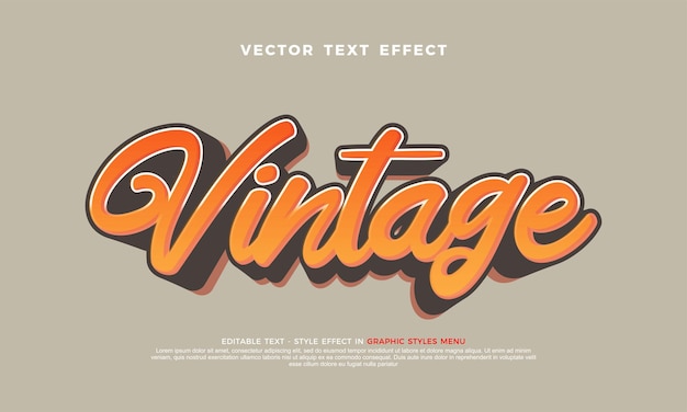 Efecto de texto editable retro vintage