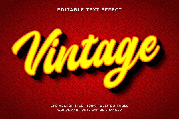 Efecto de texto editable retro vintage