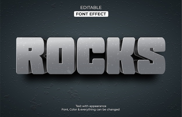 Efecto de texto editable de rocas realistas