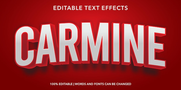 Efecto de texto editable rojo carmín