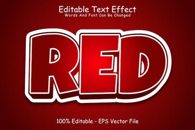 Efecto de texto editable rojo Relieve en 3 dimensiones Estilo moderno