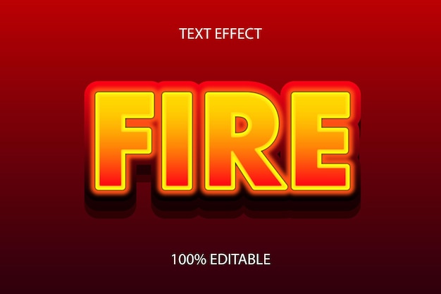 Efecto de texto editable rojo rojo fuego color