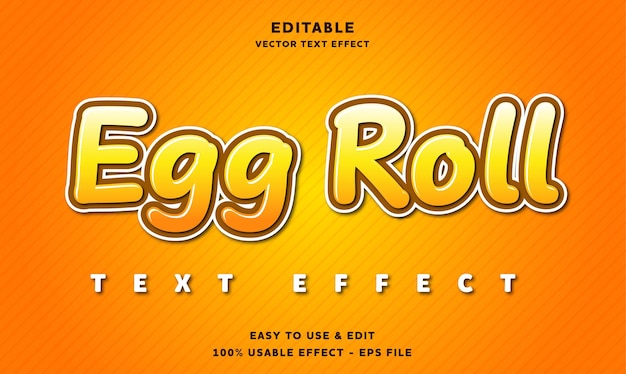 efecto de texto editable de rollo de huevo con estilo moderno y simple