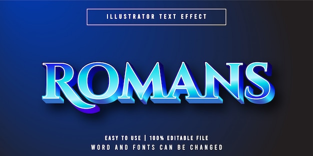 Efecto de texto editable romano, azul de lujo