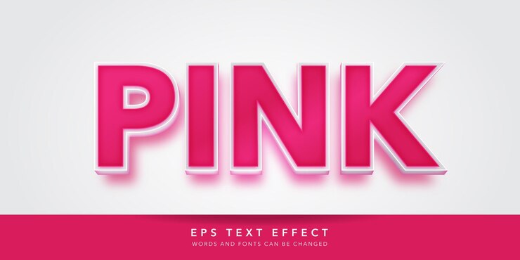 Vector efecto de texto editable rosa 3d
