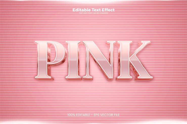 Vector efecto de texto editable rosa en estilo de tendencia moderna