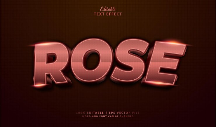 Vector el efecto de texto editable de rose golden estilo 3d luxury chrome
