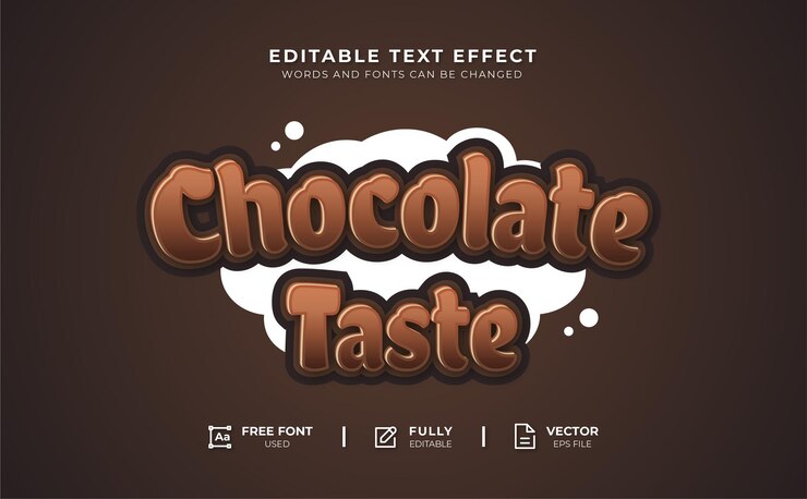 Vector efecto de texto editable sabor chocolate