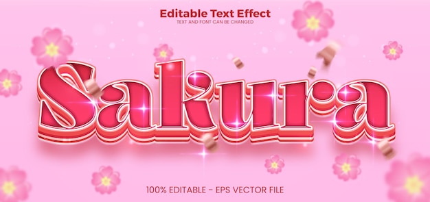 Vector efecto de texto editable sakura en el estilo de la tendencia moderna