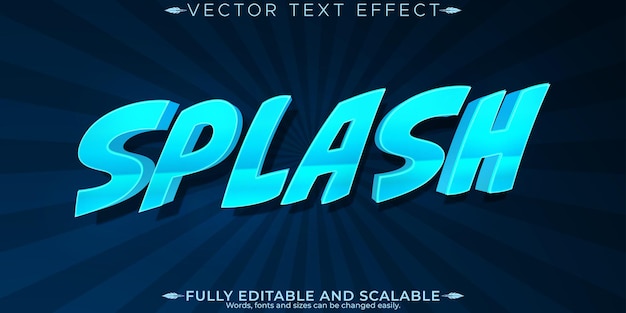 Efecto de texto editable de salpicaduras estilo de texto de agua y cómic editable