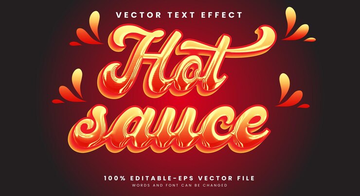 Vector efecto de texto editable de salsa caliente plantilla con estilo de texto de fuego de comida mexicana