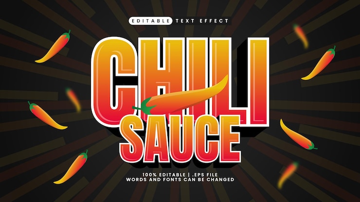 Vector efecto de texto editable de salsa de chile