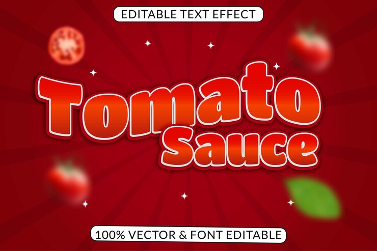 Vector efecto de texto editable de salsa de tomate