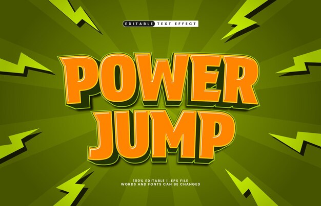 efecto de texto editable de salto de potencia con un estilo de texto de juego y juego