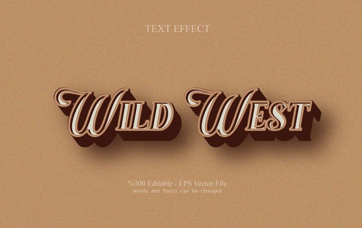 Vector efecto de texto editable del salvaje oeste