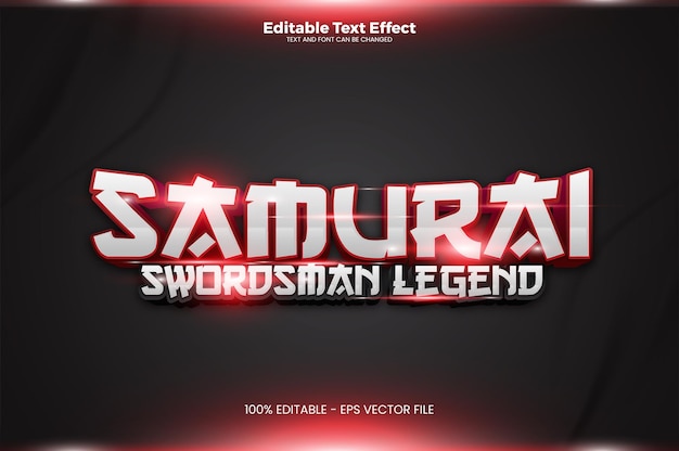 Efecto de texto editable de Samurai en el estilo de la tendencia moderna