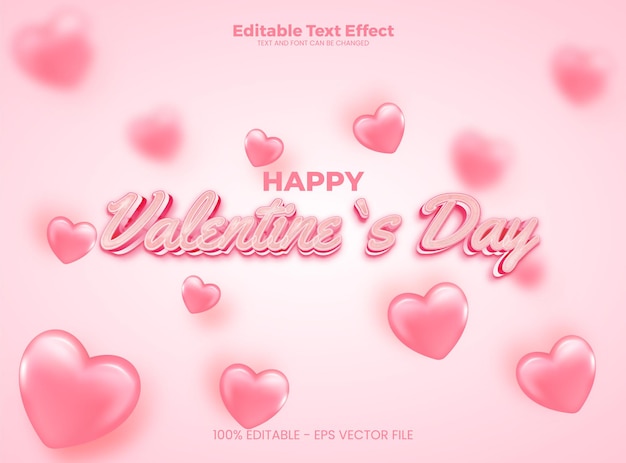 Efecto de texto editable de San Valentín Plantilla de efecto de texto 3d