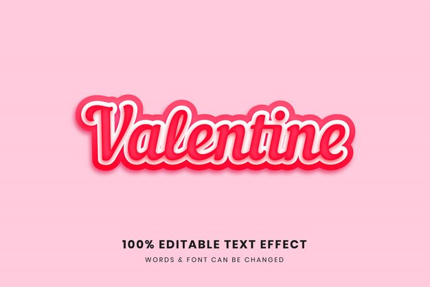 Efecto de texto editable de san valentín