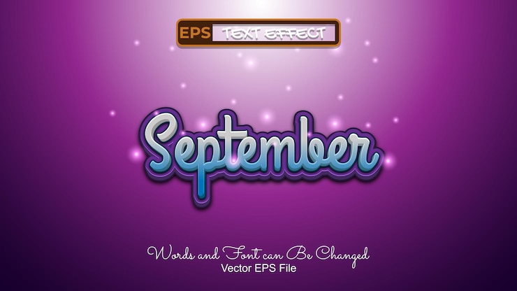 Vector efecto de texto editable de septiembre