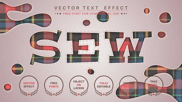 Efecto de texto editable Sew Tartan, estilo de fuente