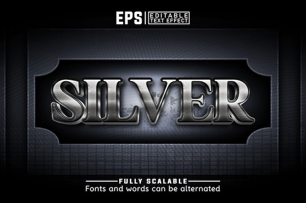 Vector efecto de texto editable silver 3d