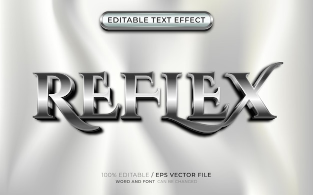 Efecto de texto editable silver reflex 3d