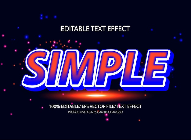 Efecto de texto editable simple en 3D y estilo de texto editable