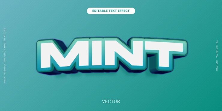 Vector efecto de texto editable simple vector de gradiente verde azul menta