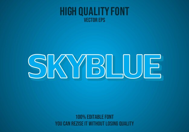 Efecto de texto editable de skyblue vector