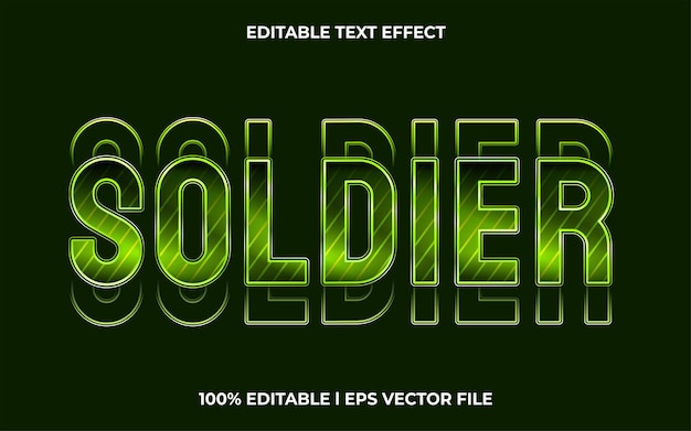 efecto de texto editable de soldado, estilo de fuente de tipografía de letras, texto 3d de falla para el título