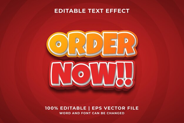 Efecto de texto editable: solicite ahora estilo de plantilla 3d vector premium