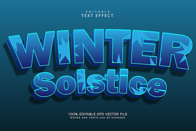 Efecto de texto editable del solsticio de invierno 3 dimensiones en relieve estilo moderno