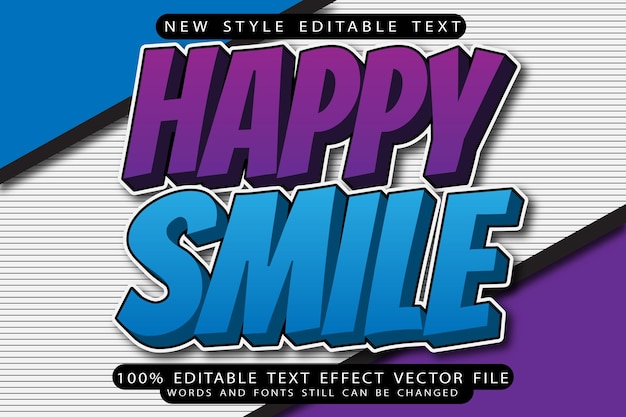 Vector efecto de texto editable de sonrisa feliz para ilustrador