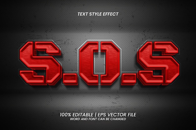 Efecto de texto editable SOS Red 3D Bold