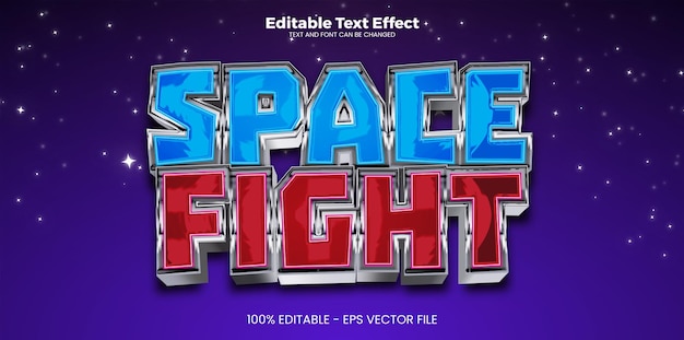 Efecto de texto editable Space Fight en estilo de tendencia moderna