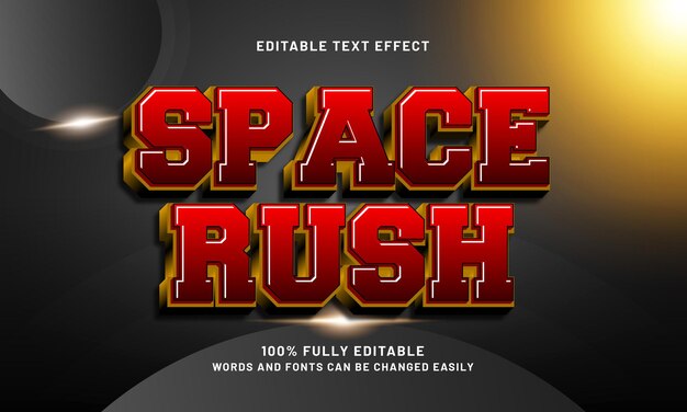 efecto de texto editable space rush con un estilo de texto galáctico y cósmico