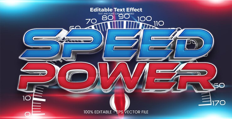 Vector efecto de texto editable speed power en estilo de tendencia moderna