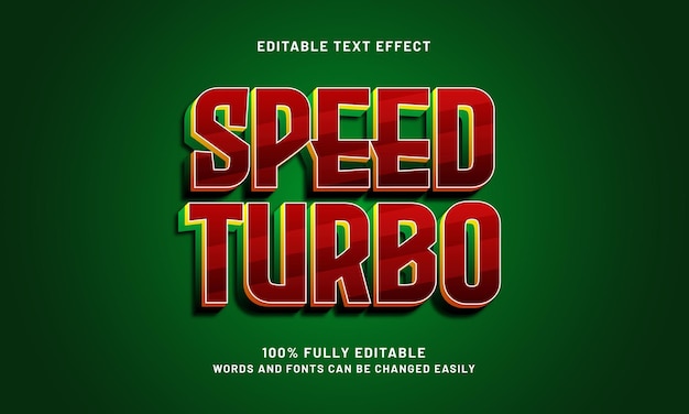 efecto de texto editable speed turbo con un estilo de texto de velocidad y calle