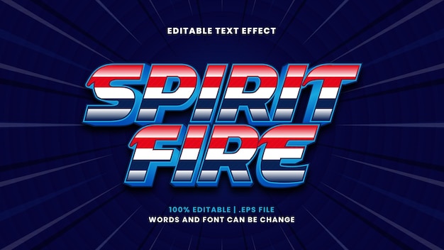 Efecto de texto editable de Spirit Fire en estilo moderno 3d