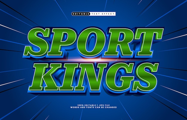 efecto de texto editable de sport kings con un efecto de texto de juego y campeón