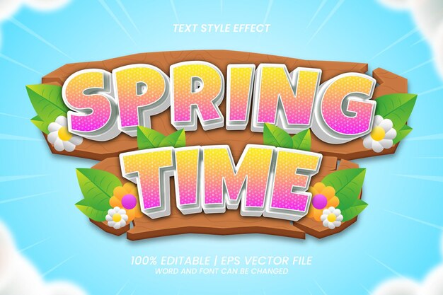 Efecto de texto editable Spring Time 3d Cartoon Game estilo