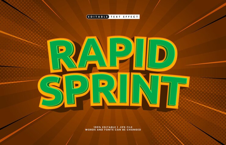 Vector efecto de texto editable de sprint rápido con un estilo de texto de deriva y carrera