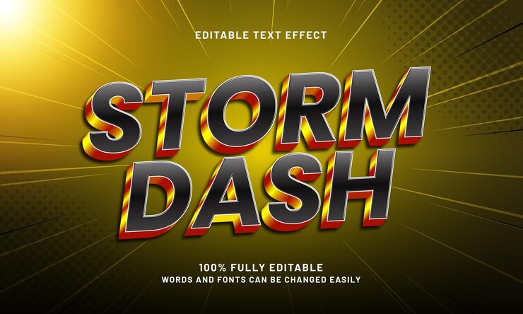 Vector efecto de texto editable de storm dash con un estilo de texto rápido y rápido